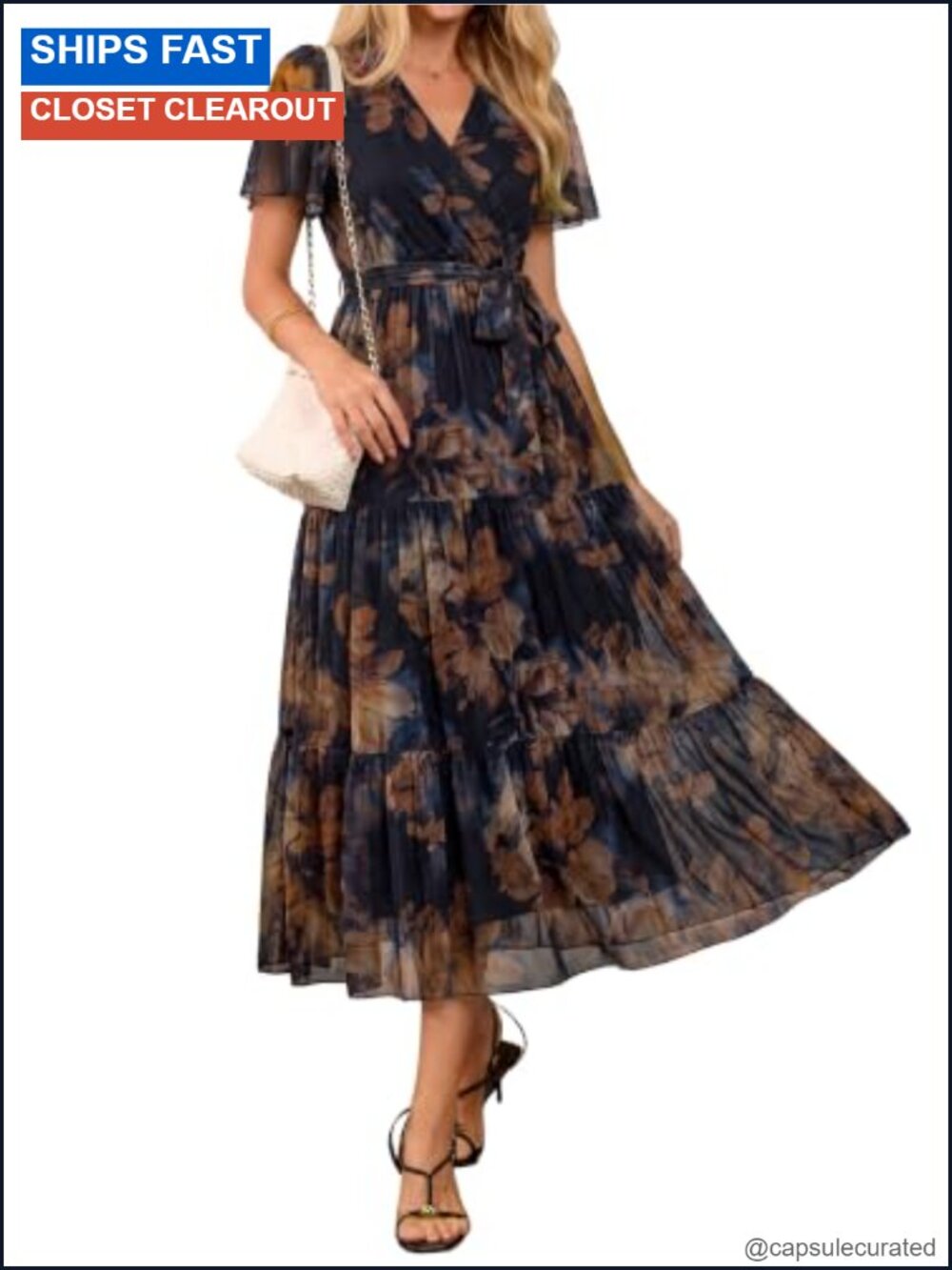 BerryGo Floral Maxi Dress Wedding Guest Boho V Neck Flowy Short Sleeve Casual